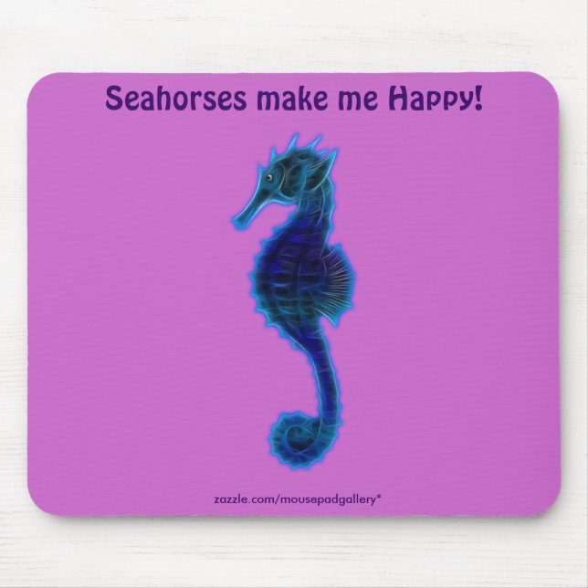 SEA HORSE (Blues & Grönts) Mousepad Musmatta (Framsidan)