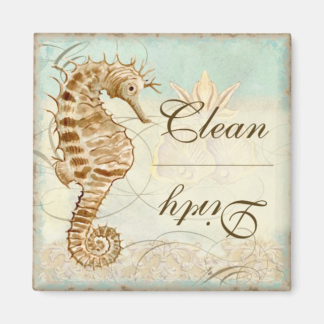 Sea Horse Coastal Beach - Dishwasher Magnet (Framsidan)