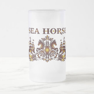 SEA HORSE Glass Beer Frostat Ölglas