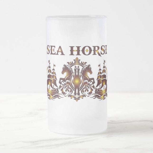 SEA HORSE Glass Beer Frostat Ölglas (Center)