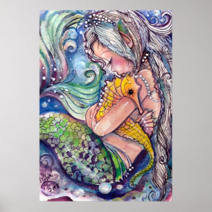 Sea Horse Hugs Poster