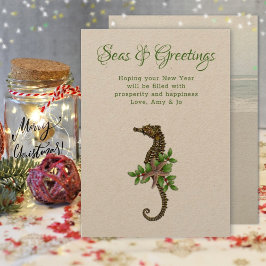 Sea Horse Rustic Seas och Hälsning julkort