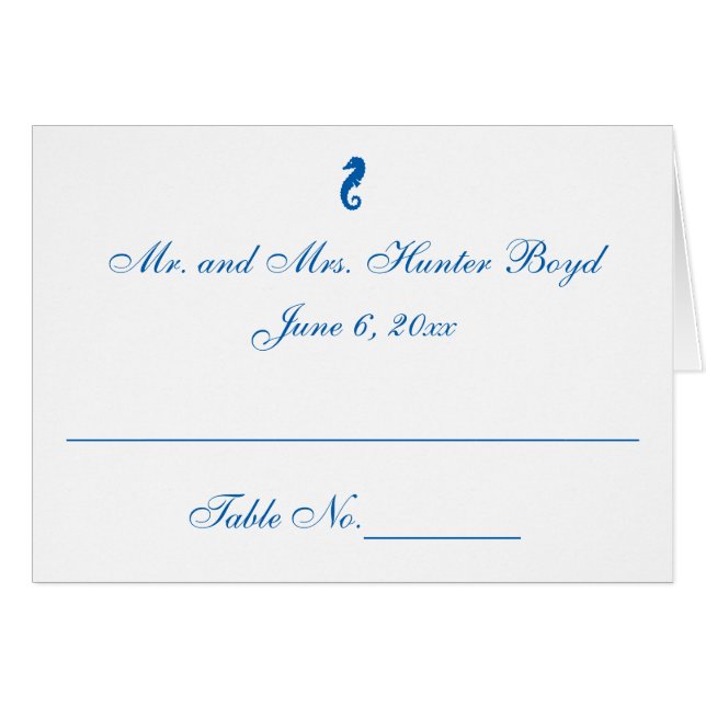 ’Sea Horse Serenity’ Place Cards OBS Kort (Framsidan Horizontal)