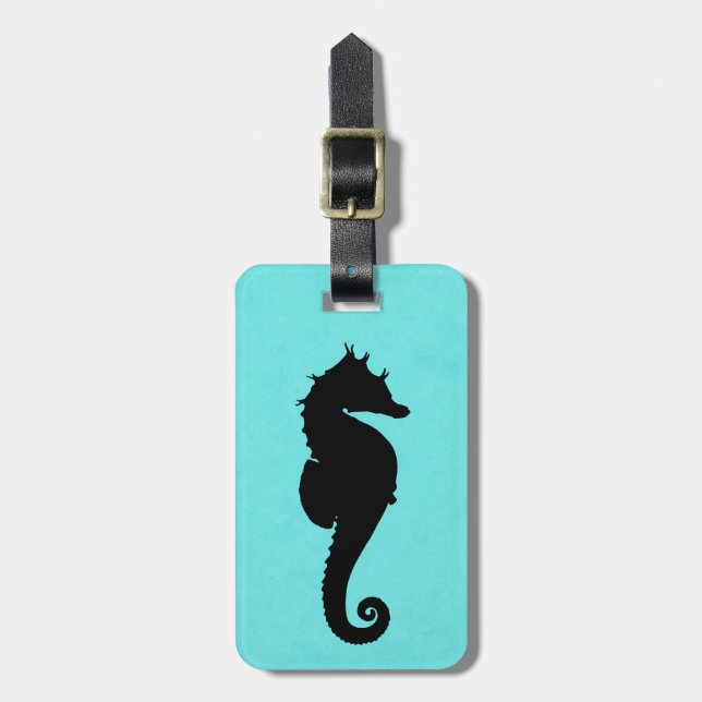 Sea Horse Silhouette Bagagebricka (Vertikal Framsida)