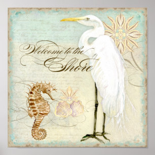 Sea Horse, Underbara kuststranden - konst Poster