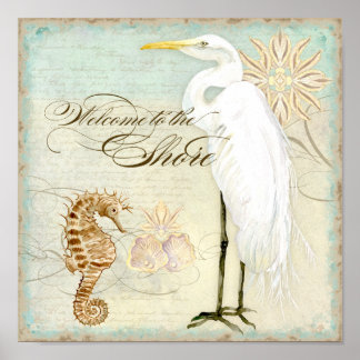 Sea Horse, Underbara kuststranden - konst Poster