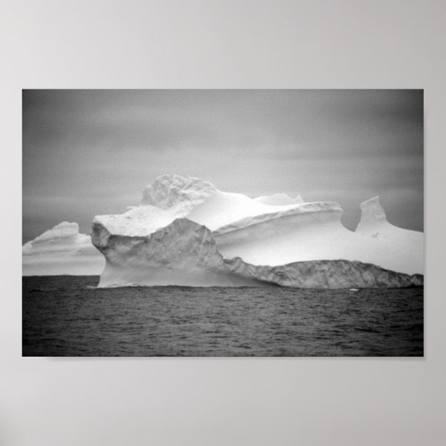Sea Ice Iceberg Monochrome Antarctica Isig Mountai Poster (Framsidan)