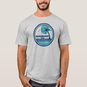 Sea Island Beach Georgia Handflatan Träd Birds T Shirt