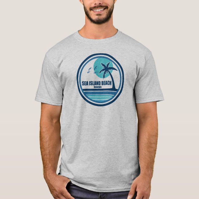 Sea Island Beach Georgia Handflatan Träd Birds T Shirt (Framsida)