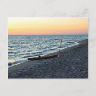 Sea Kayak på Beach Sand Captiva Island Postcard Vykort