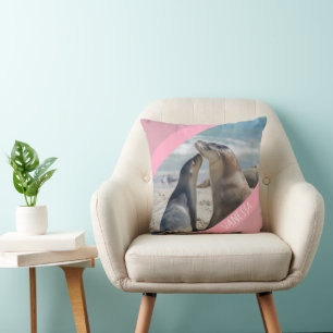 Sea Lejon & Baby Valp Australien, Cute Rosa Kudde