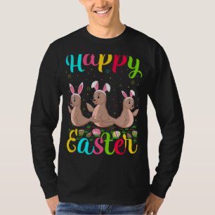 Sea Lejon Funy Påskägg Bunny Sea Lejonare Lycklig T Shirt