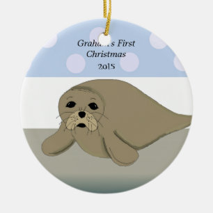 Sea Lejonare Baby Första jul Julgransprydnad Keramik