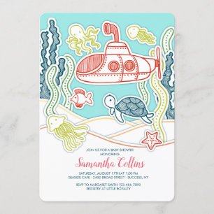 Sea Life and Subsea Baby Shower Inbjudningar
