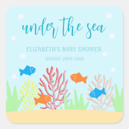 Sea Life Baby Shower Fyrkantigt Klistermärke