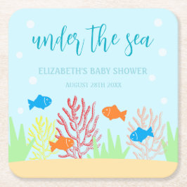 Sea Life Baby Shower Underlägg Papper Kvadrat