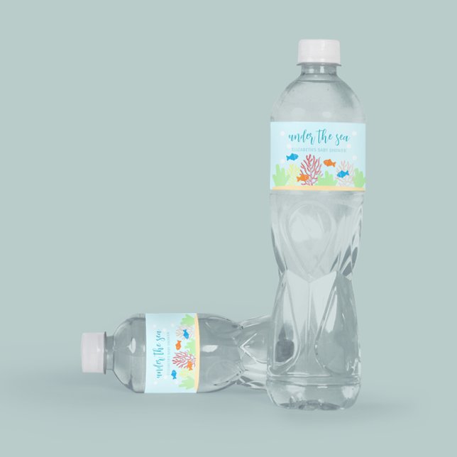 Sea Life Baby Shower Vattenflaskor Etikett (Skapare uppladdad)
