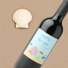 Sea Life Baby Shower Vinflaska Etikett