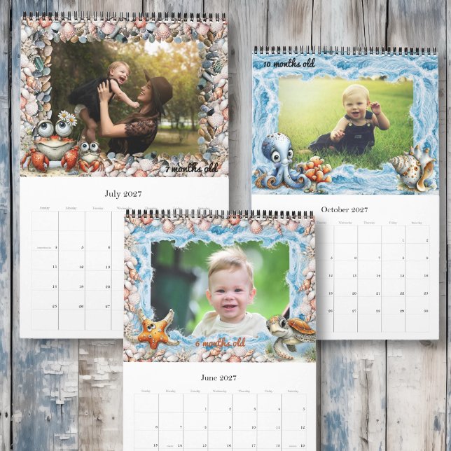 Sea Life Baby's Första Året Foto Anpassad Kalender (Skapare uppladdad)