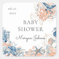 Sea Life coral Baby Shower monogram