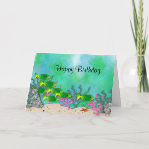 Sea Life Large Font Birthday Card Kort