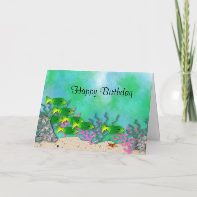 Sea Life Large Font Birthday Card Kort (Framsida)