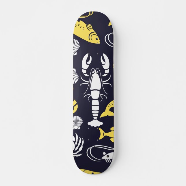 Sea Life Mönster Mini Skateboard Bräda 18,5 Cm (Framsida)