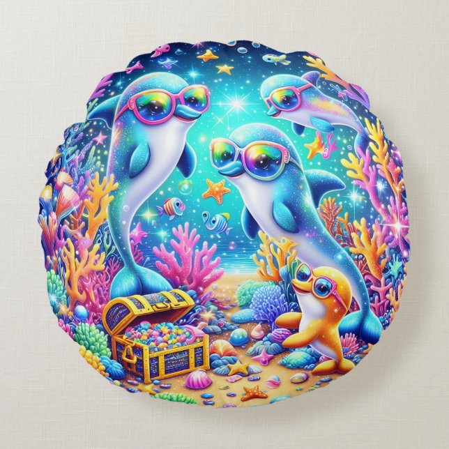 Sea Life Rund Kudde (Framsidan)