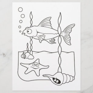 Sea Life Scene Coloring Bok Page