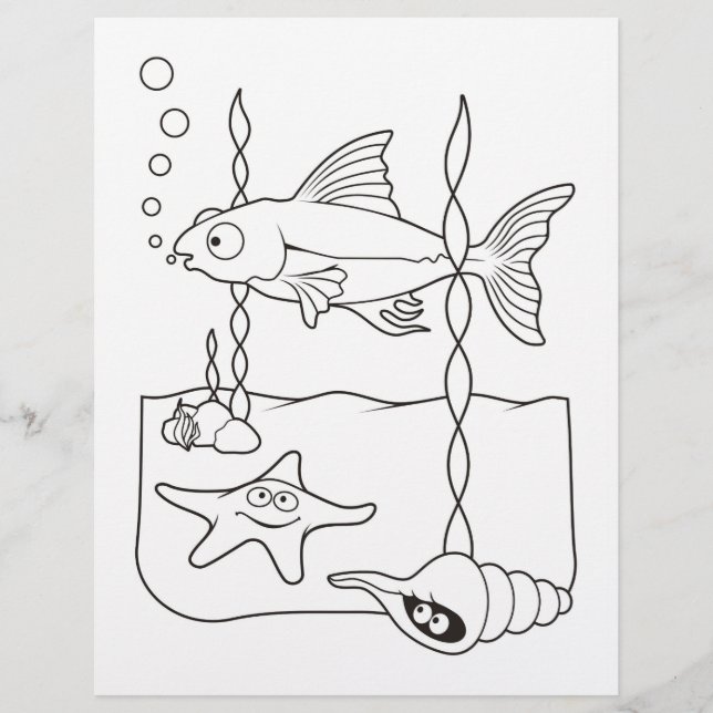 Sea Life Scene Coloring Bok Page (Framsida)