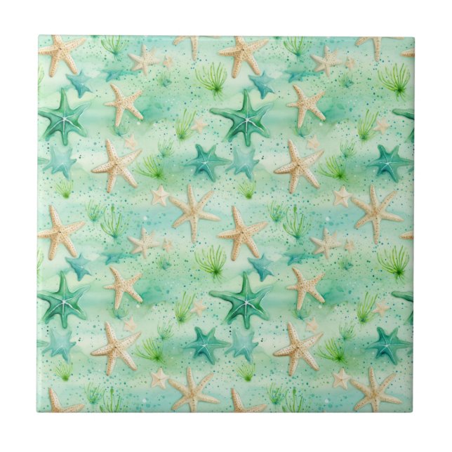 Sea Life Starfish - Kustdeka, Ocean Nautical Kakelplatta (Framsidan)