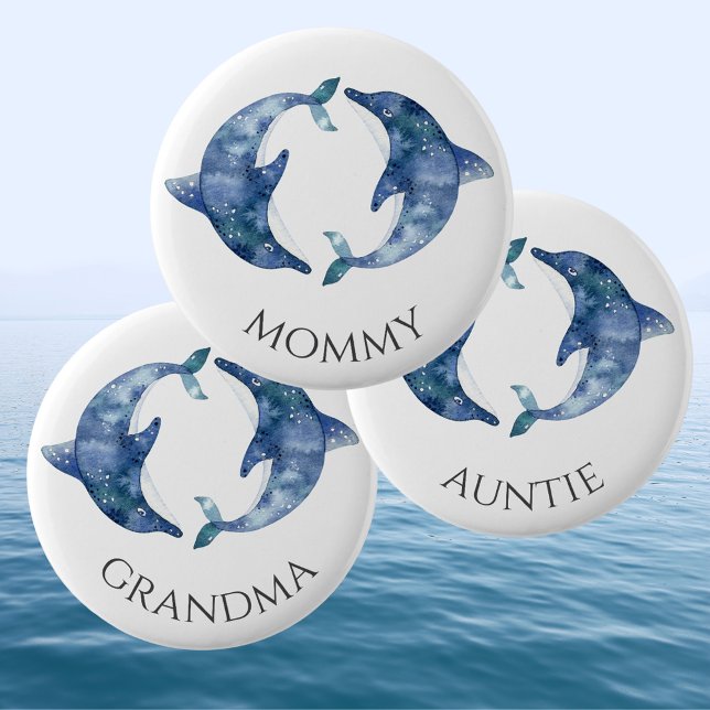 Sea Life Twillingars Baby Shower Button Grandma Knapp (Skapare uppladdad)