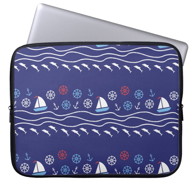 Sea Life: Vintage Seamless Mönster Laptop Fodral (Framsidan)
