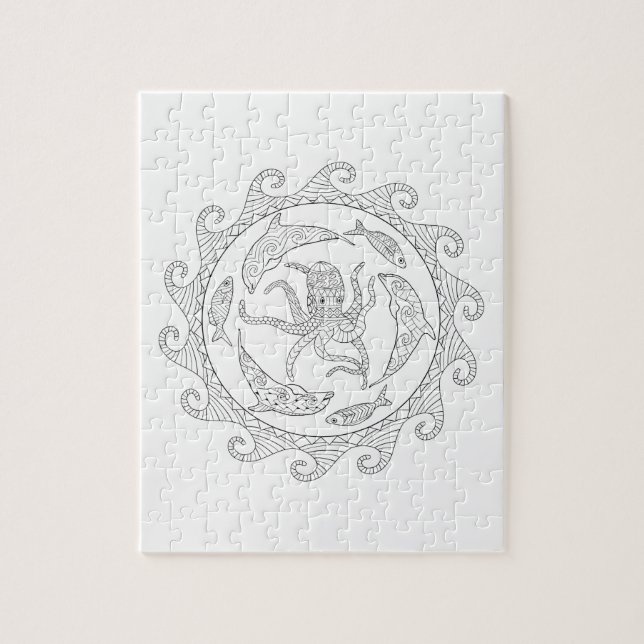 Sea Life Vuxen Coloring Puzzle Pussel (Vertikal)