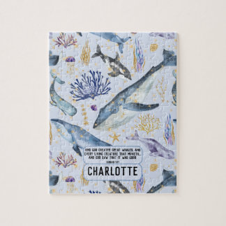 Sea Life Whales Christian Bible Verse Namn Gift Pussel