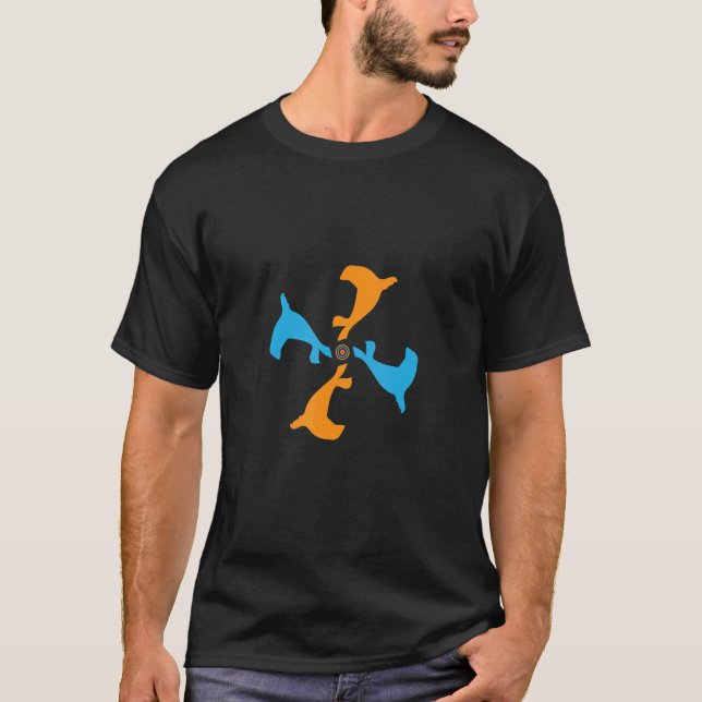 Sea Lion Animal Mandala Pattern T Shirt (Framsida)