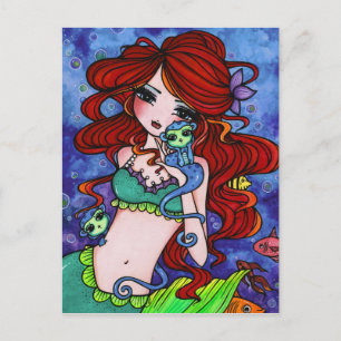 Sea Monkey Sjöjungfru Fantasy Marine Art Postcard Vykort