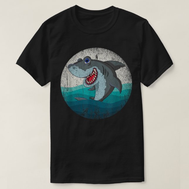 Sea Monster Aquarist Gift Ocean Animal Retro Shark T Shirt (Design framsida)