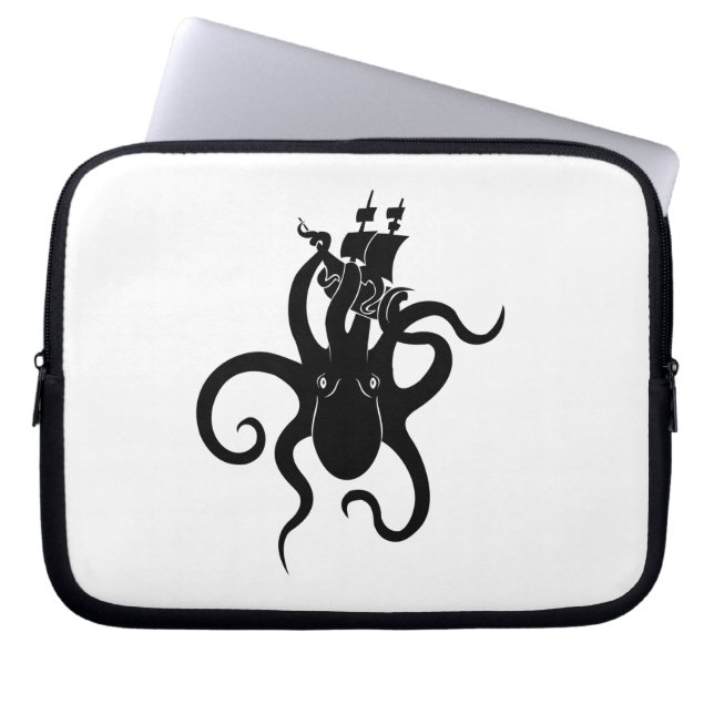 Sea Monster Blue och Black Kraken med Frakt Laptop Fodral (Framsidan)
