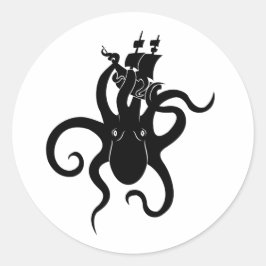Sea Monster Blue och Black Kraken med Frakt Runt Klistermärke