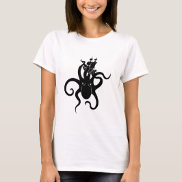 Sea Monster Blue och Black Kraken med Frakt T Shirt
