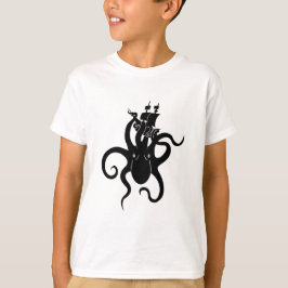 Sea Monster Blue och Black Kraken med Frakt T Shirt