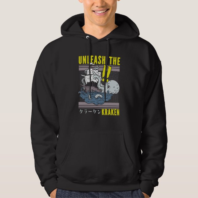 Sea Monster Octopus Seafood Pirate Crew Unleash th Hoodie (Framsida)