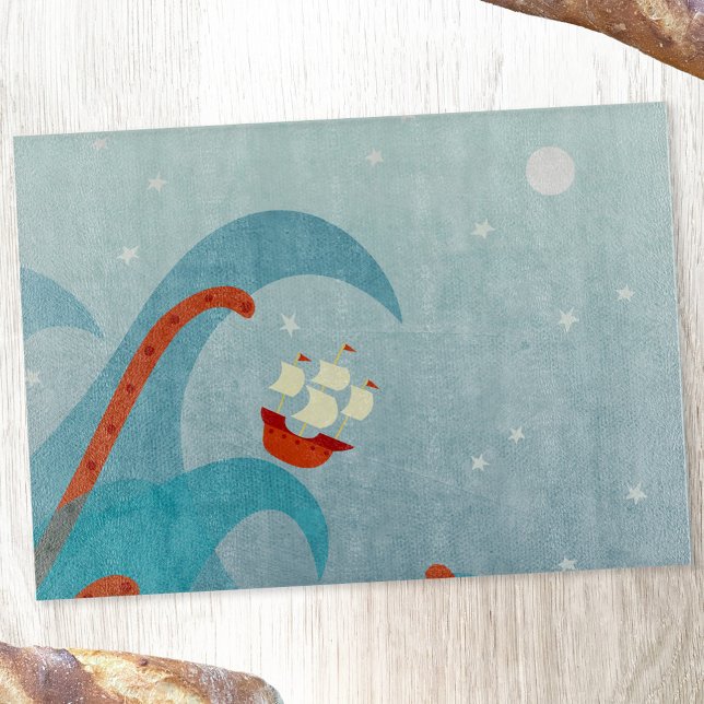 Sea Monster Sailing (Sailing boat adventure cutting board)