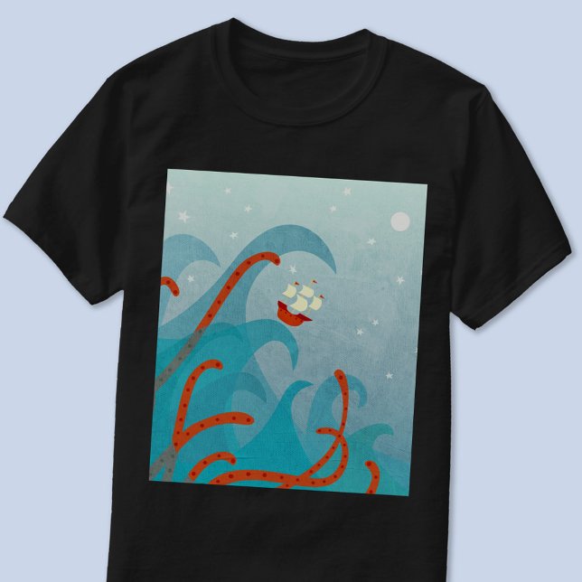 Sea Monster Sailing T Shirt (Sailing boat sea monster fun shirt)