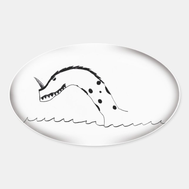 Sea Monster Sticker Ovalt Klistermärke (Framsida)