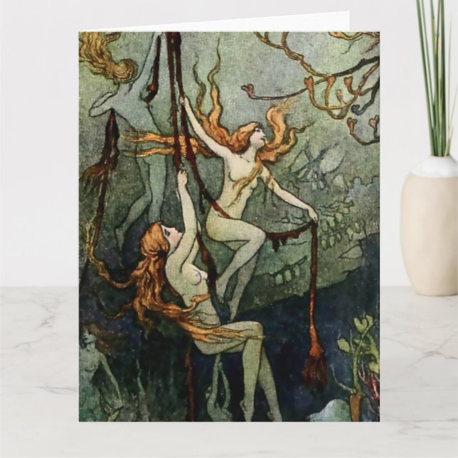 "Sea Nymphs" av Warwick Goble Kort (Framsida)