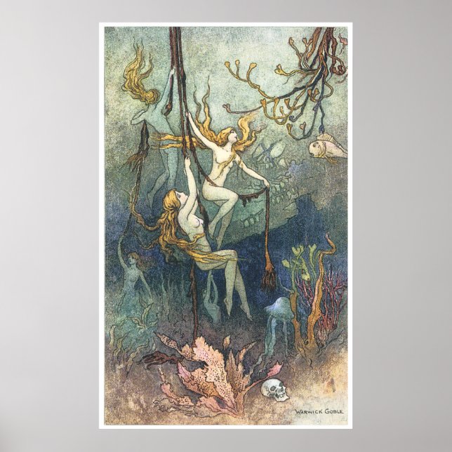 Sea Nymphs Print by Warwick Goble Poster (Framsidan)