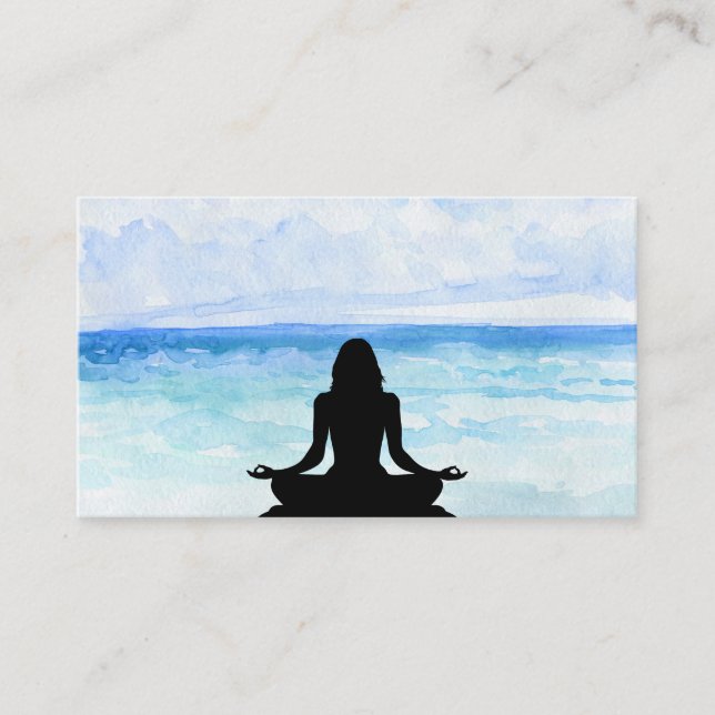 *~* Sea Ocean Beach Mindfulness Meditation Yoga Visitkort (Framsida)