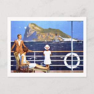Sea Ocean Cruise Travel till Gibraltar Vintage Vykort